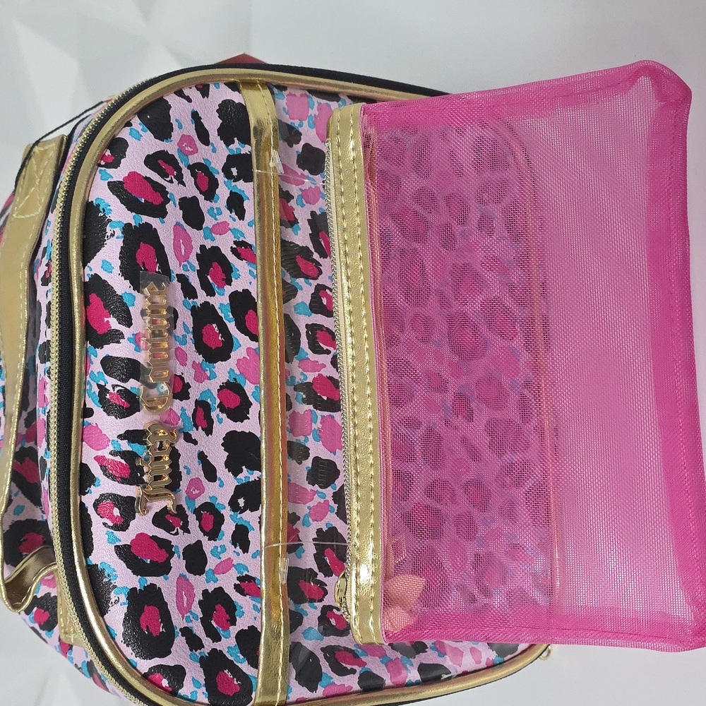 NWT Juicy Couture Pink and Gold Leopard Cosmetic Bag - Picture 2 of 6